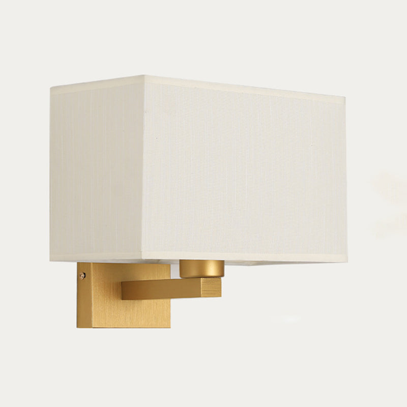 Modern Metal Wall Sconce Rectangle Shape Wall Light with Fabric Shade for Living Room