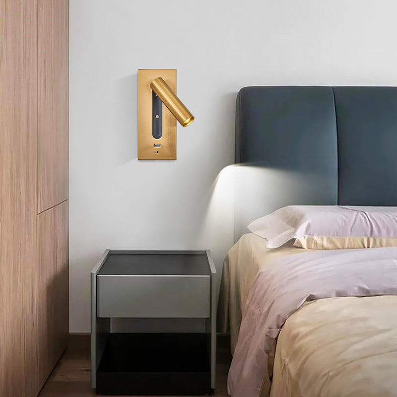 LED Modern Metal Wall Sconce Cylinder Shape Wall Light with Glass Shade for Living Room