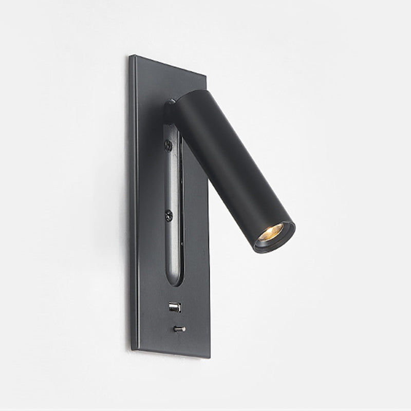 LED Modern Metal Wall Sconce Cylinder Shape Wall Light with Glass Shade for Living Room