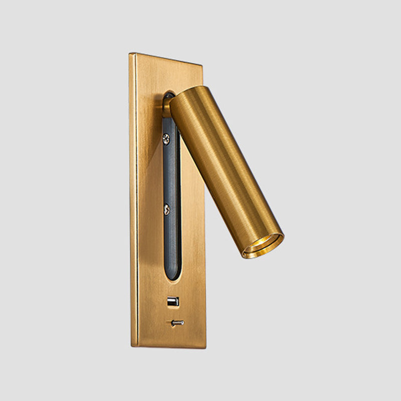 LED Modern Metal Wall Sconce Cylinder Shape Wall Light with Glass Shade for Living Room