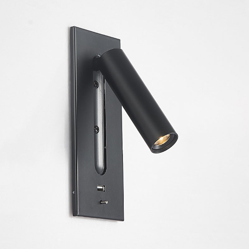 LED Modern Metal Wall Sconce Cylinder Shape Wall Light with Glass Shade for Living Room