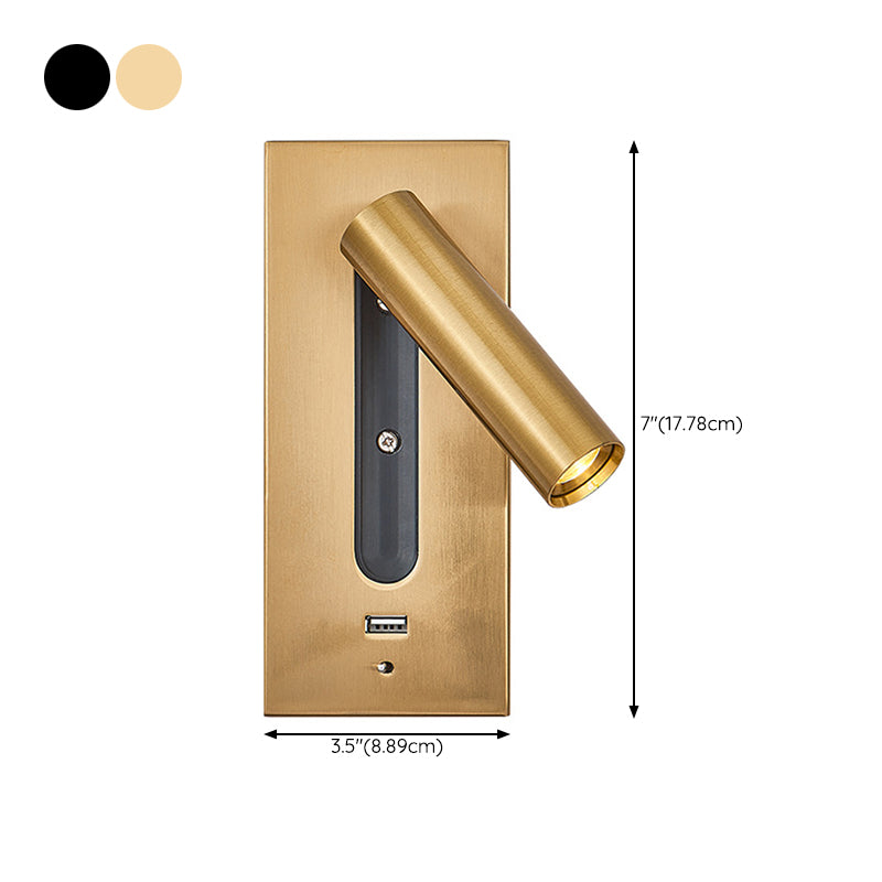 LED Modern Metal Wall Sconce Cylinder Shape Wall Light with Glass Shade for Living Room