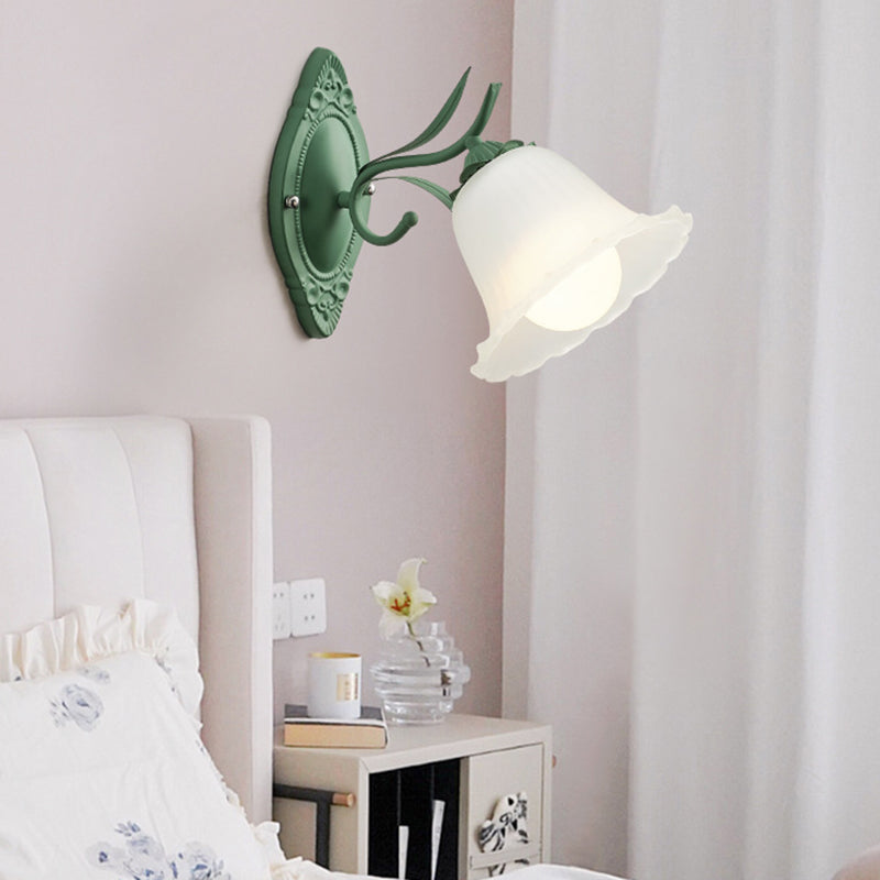 Modern Wall Light Fixture Green Wall Light Sconce with Glass Shade for Bedroom