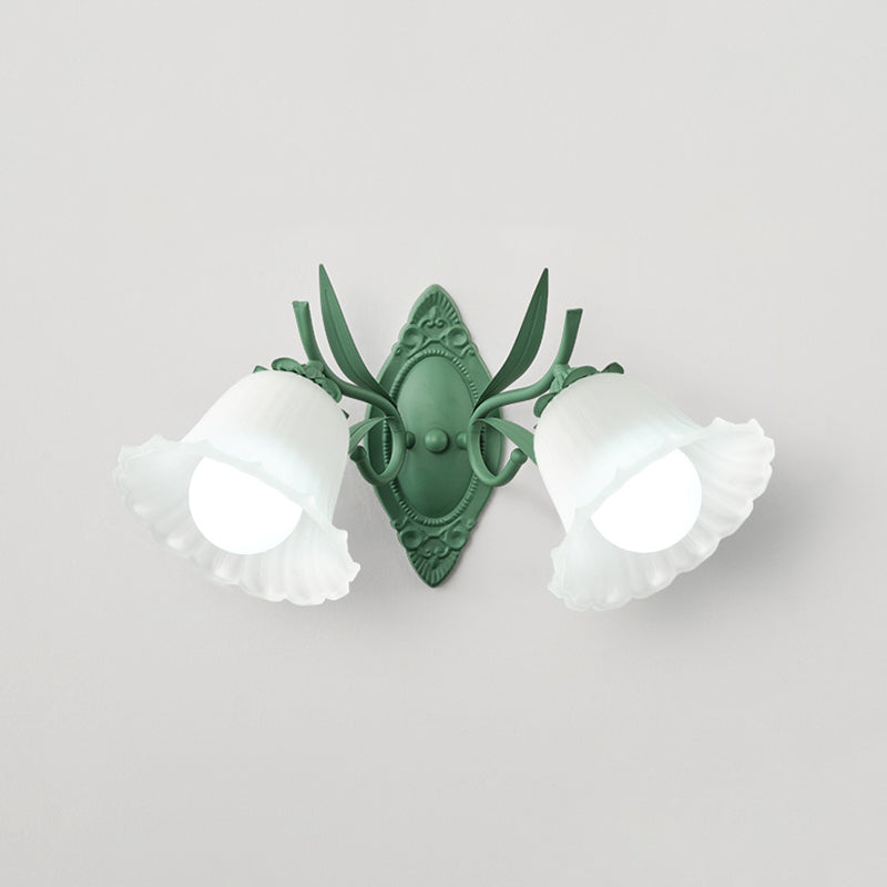 Modern Wall Light Fixture Green Wall Light Sconce with Glass Shade for Bedroom