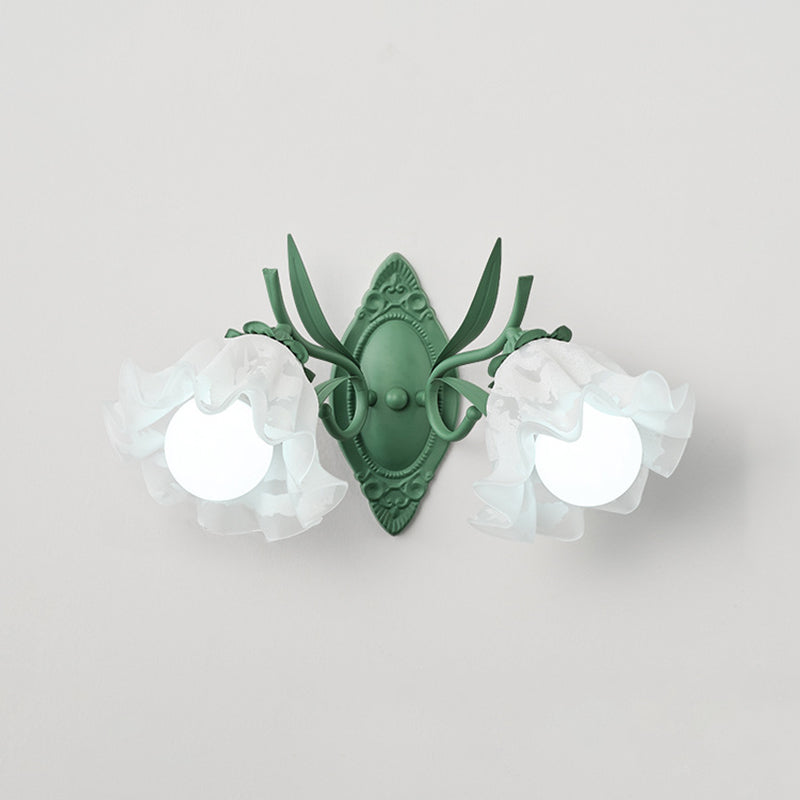 Modern Wall Light Fixture Green Wall Light Sconce with Glass Shade for Bedroom