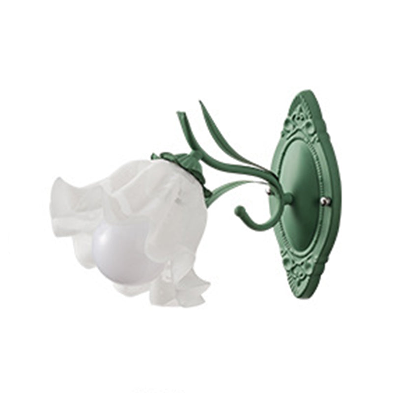 Modern Wall Light Fixture Green Wall Light Sconce with Glass Shade for Bedroom