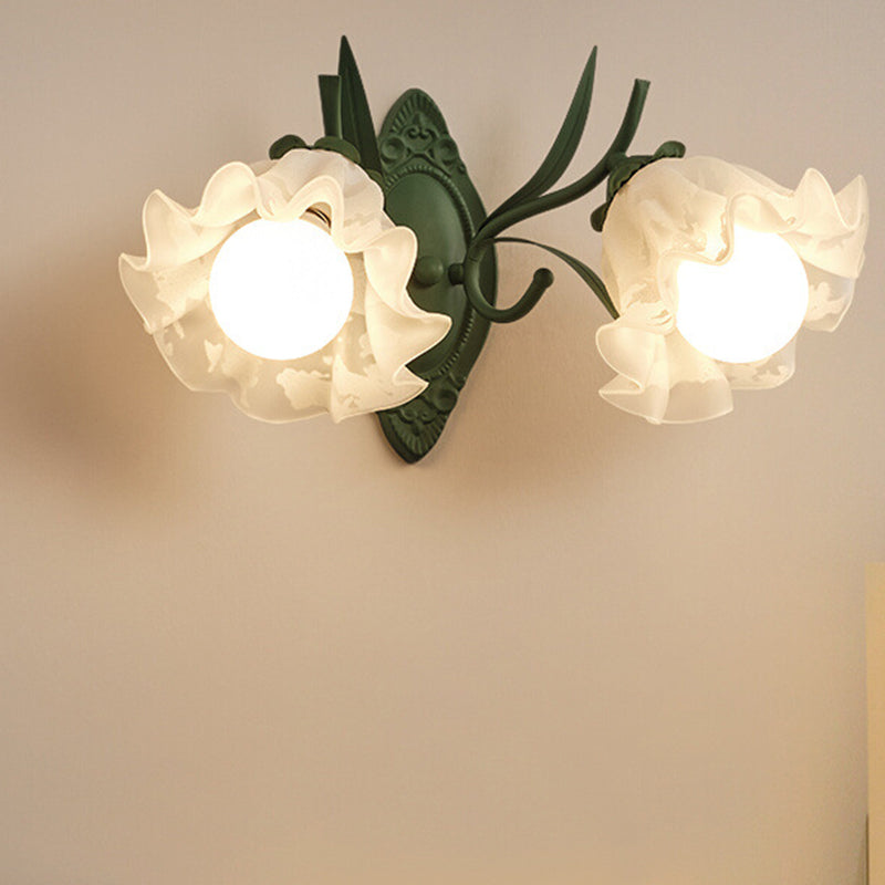 Modern Wall Light Fixture Green Wall Light Sconce with Glass Shade for Bedroom