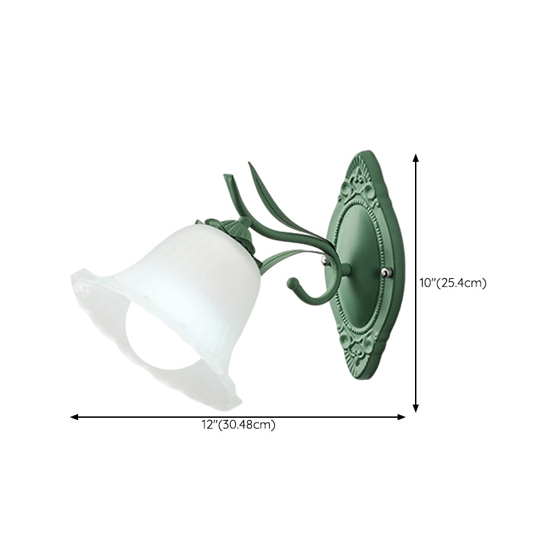 Modern Wall Light Fixture Green Wall Light Sconce with Glass Shade for Bedroom