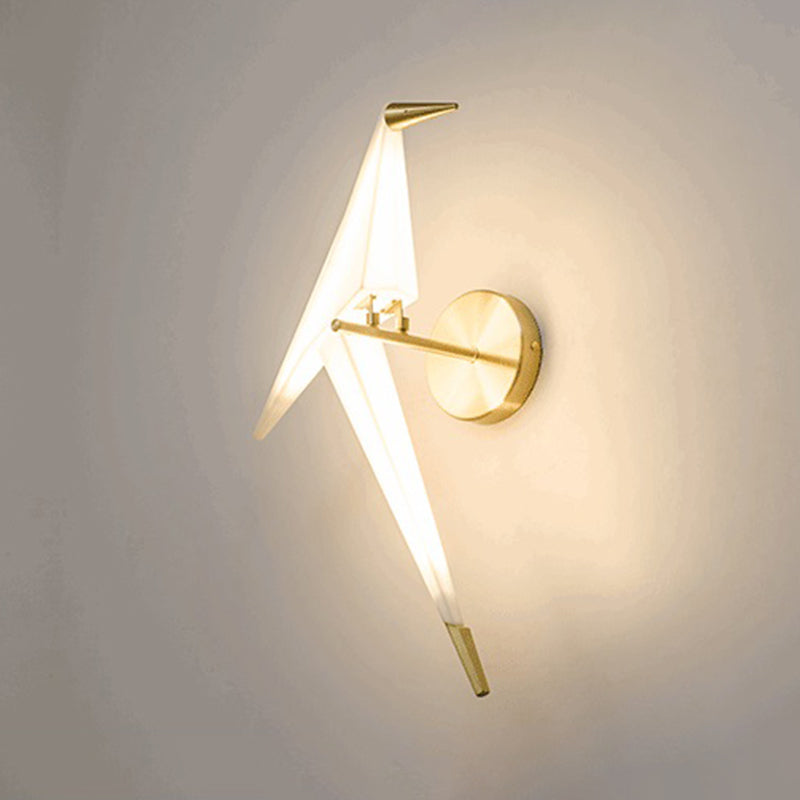 Modern Metal Wall Sconce Bird Shape Wall Light with Acrylic Shade for Living Room