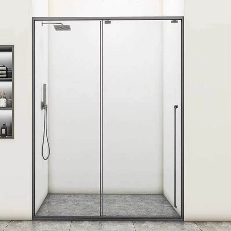 Single Sliding Gray Semi Frameless Shower Door Clear Shower Bath Door