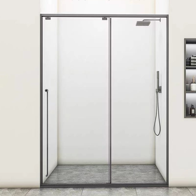 Single Sliding Gray Semi Frameless Shower Door Clear Shower Bath Door