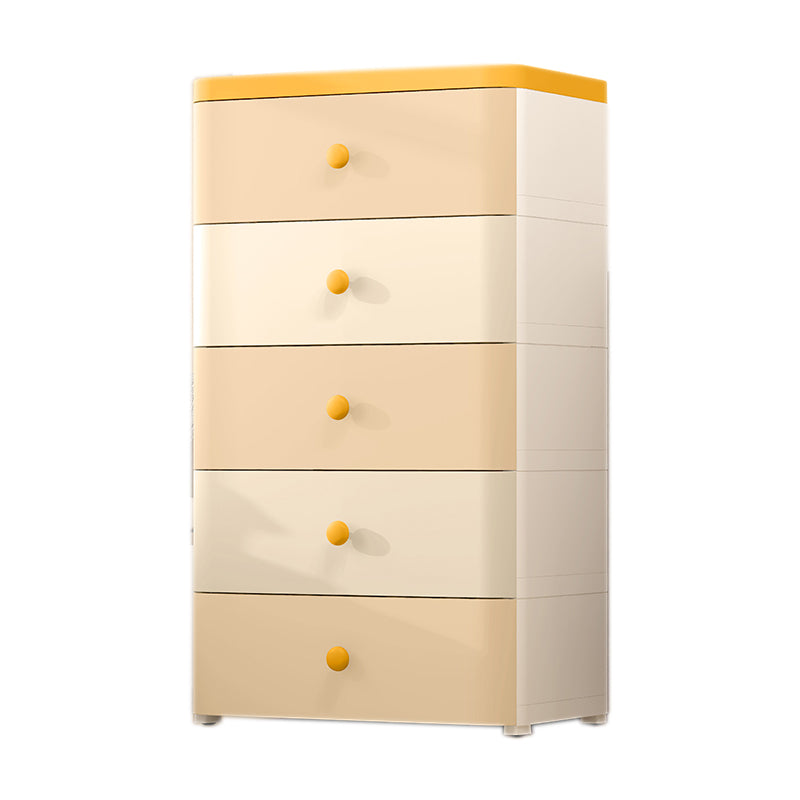 Nordic Vertical Kids Nightstand Plastic Nursery Dresser with 5 Drawers for Home