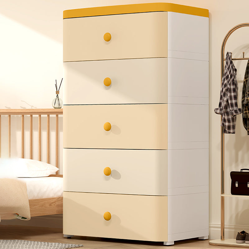 Nordic Vertical Kids Nightstand Plastic Nursery Dresser with 5 Drawers for Home