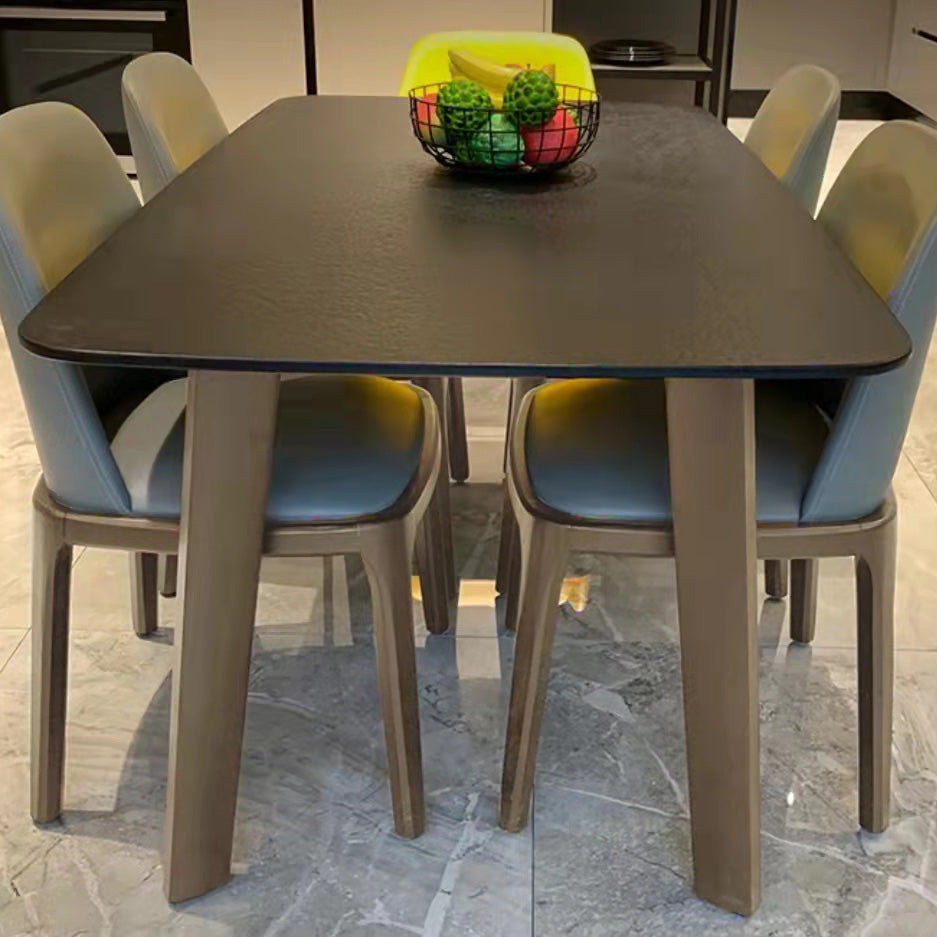 Wooden Frame Contemporary Dinette Table Black Stone Top Dining Table