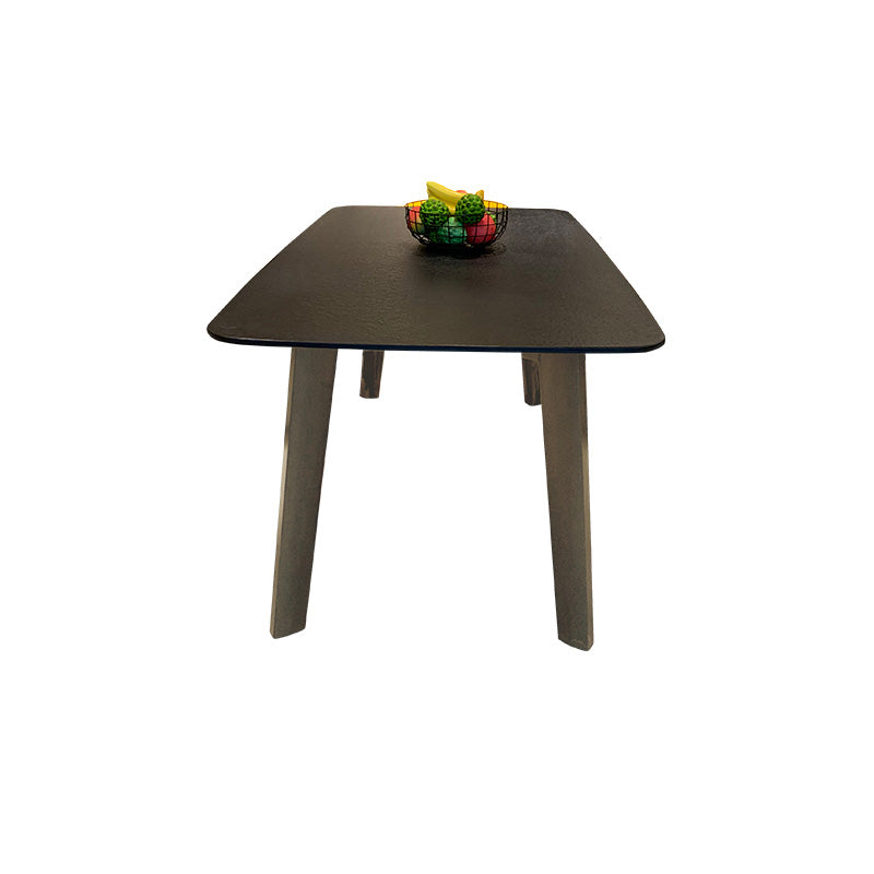 Wooden Frame Contemporary Dinette Table Black Stone Top Dining Table