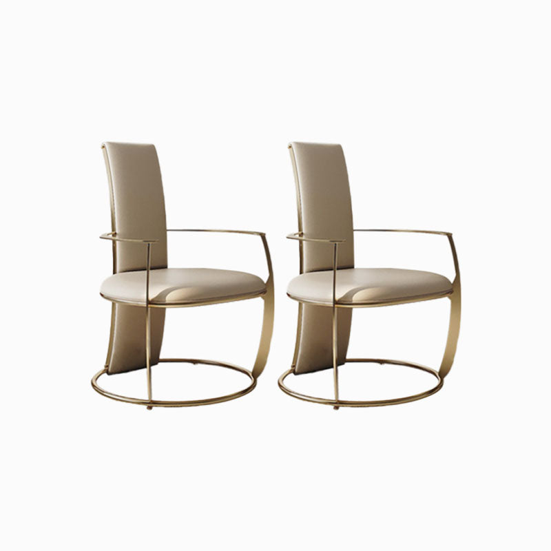 Upholstered Arm Chair Glam Style Metal Dining Chairs for Dining Room