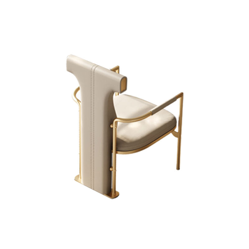 Upholstered Arm Chair Glam Style Metal Dining Chairs for Dining Room