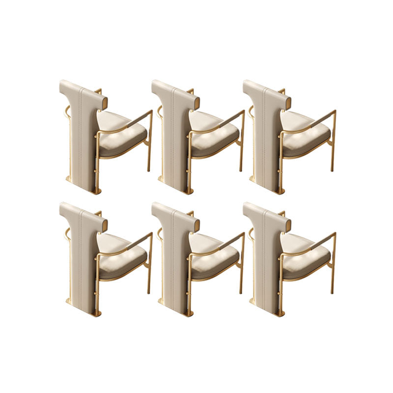 Upholstered Arm Chair Glam Style Metal Dining Chairs for Dining Room