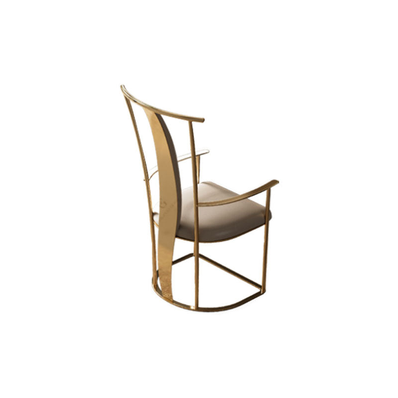 Upholstered Arm Chair Glam Style Metal Dining Chairs for Dining Room