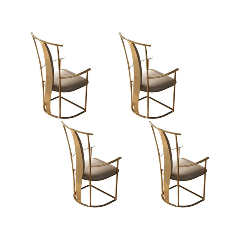 Upholstered Arm Chair Glam Style Metal Dining Chairs for Dining Room