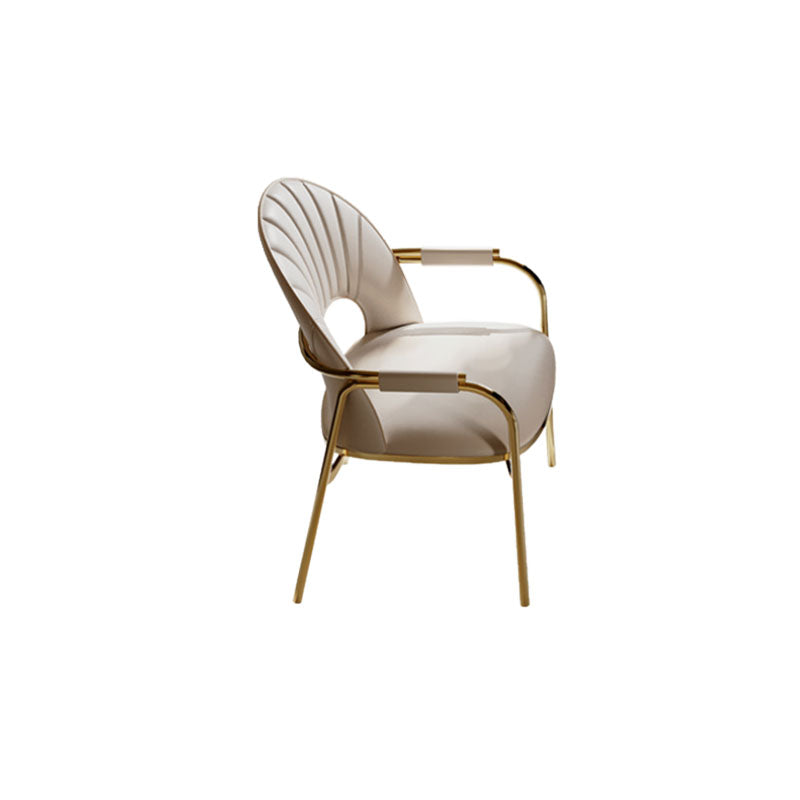 Upholstered Arm Chair Glam Style Metal Dining Chairs for Dining Room