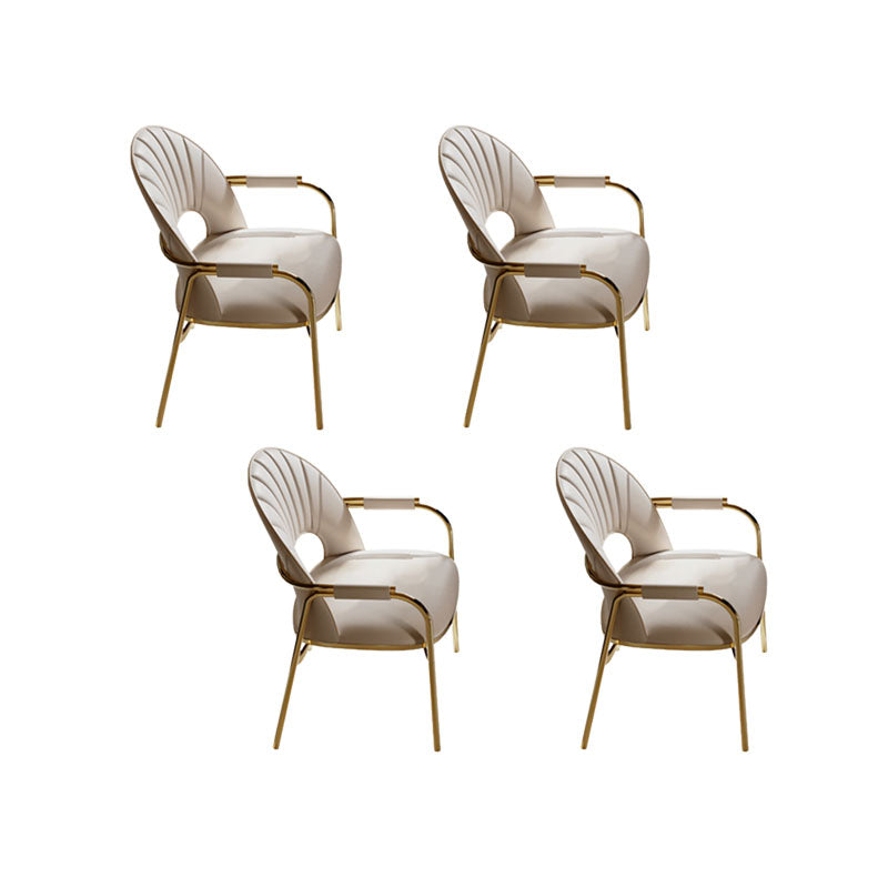 Upholstered Arm Chair Glam Style Metal Dining Chairs for Dining Room