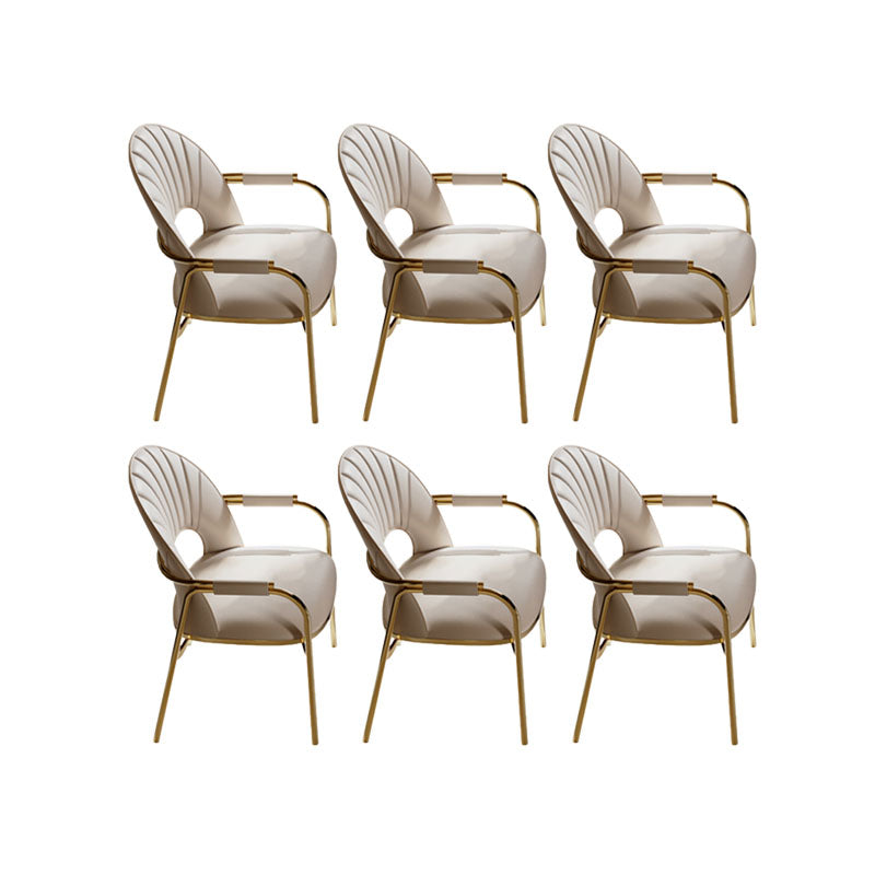 Upholstered Arm Chair Glam Style Metal Dining Chairs for Dining Room