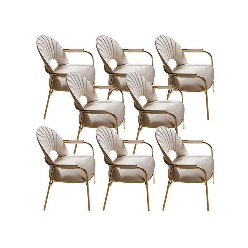 Upholstered Arm Chair Glam Style Metal Dining Chairs for Dining Room