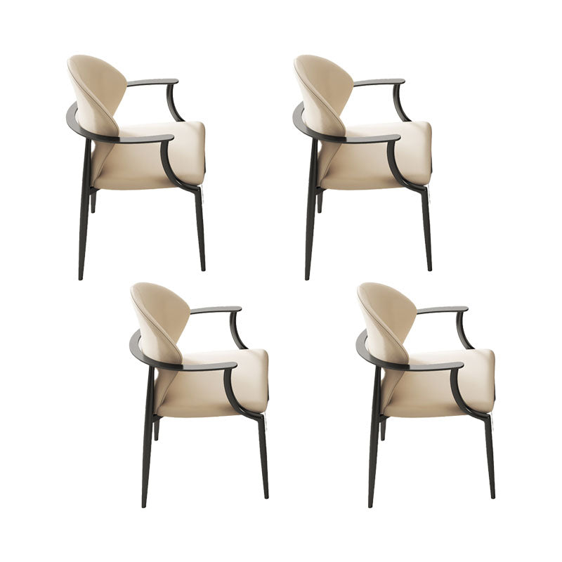 Upholstered Arm Chair Glam Style Metal Dining Chairs for Dining Room