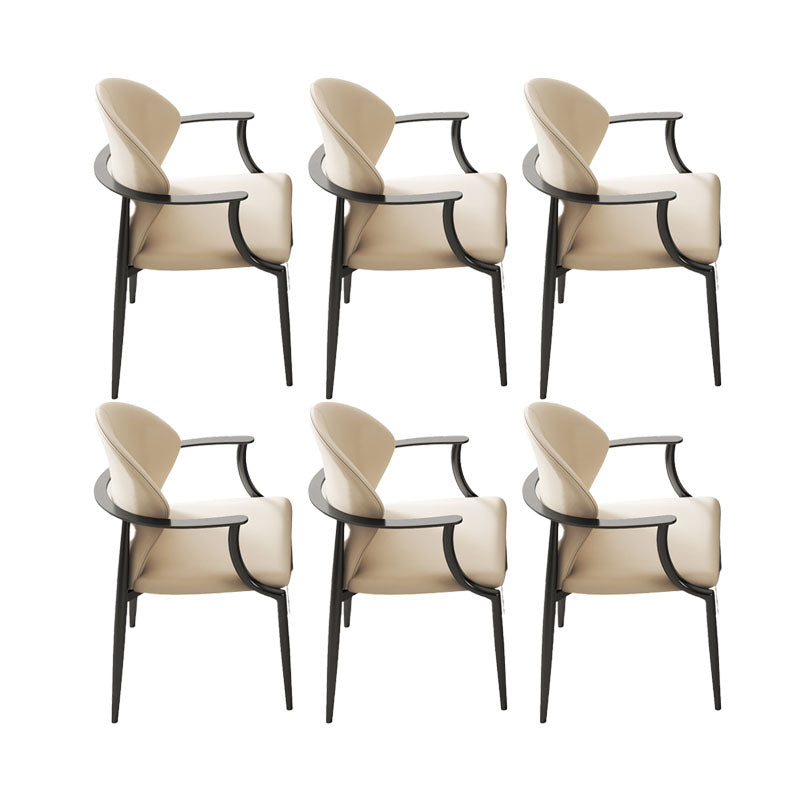 Upholstered Arm Chair Glam Style Metal Dining Chairs for Dining Room