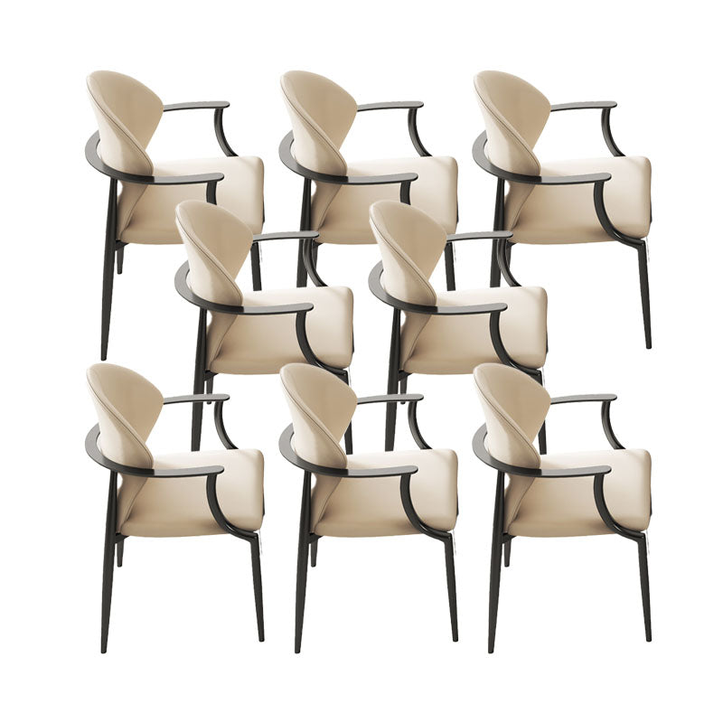 Upholstered Arm Chair Glam Style Metal Dining Chairs for Dining Room