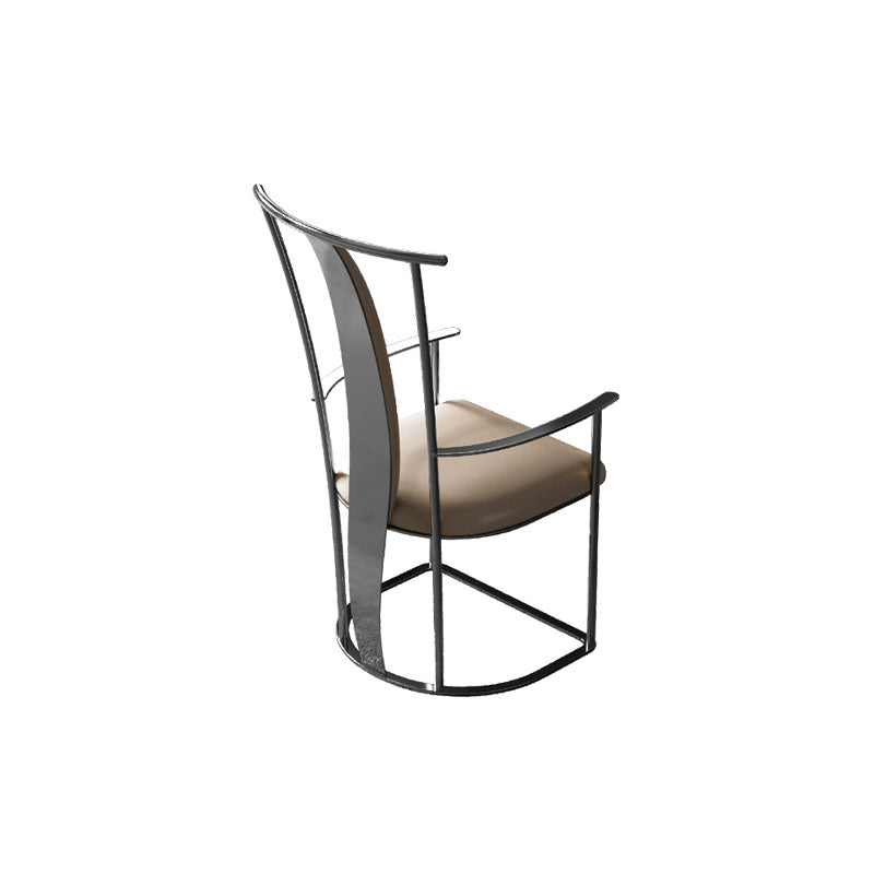Upholstered Arm Chair Glam Style Metal Dining Chairs for Dining Room