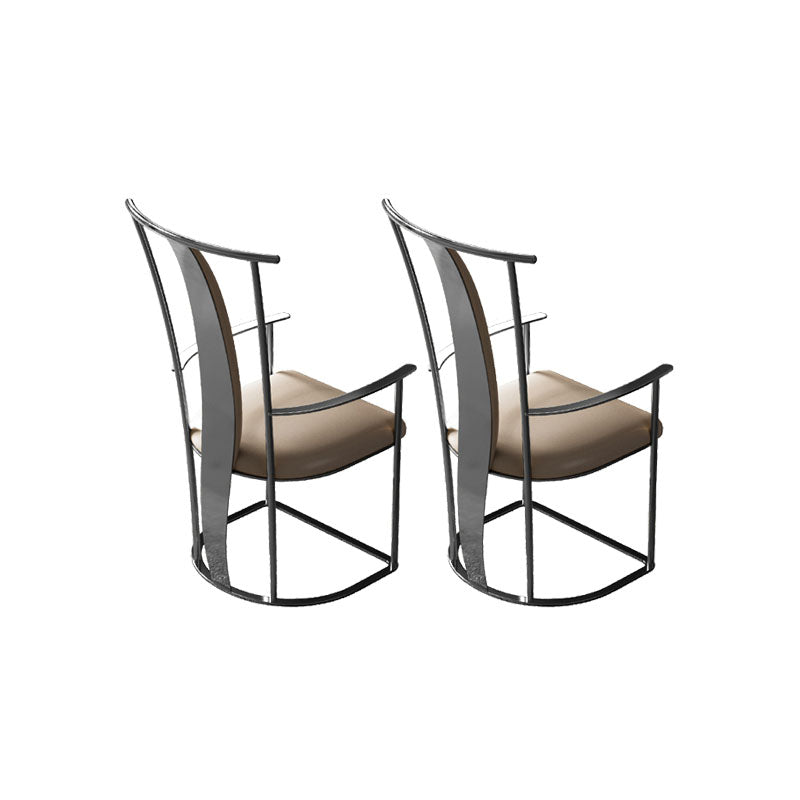 Upholstered Arm Chair Glam Style Metal Dining Chairs for Dining Room