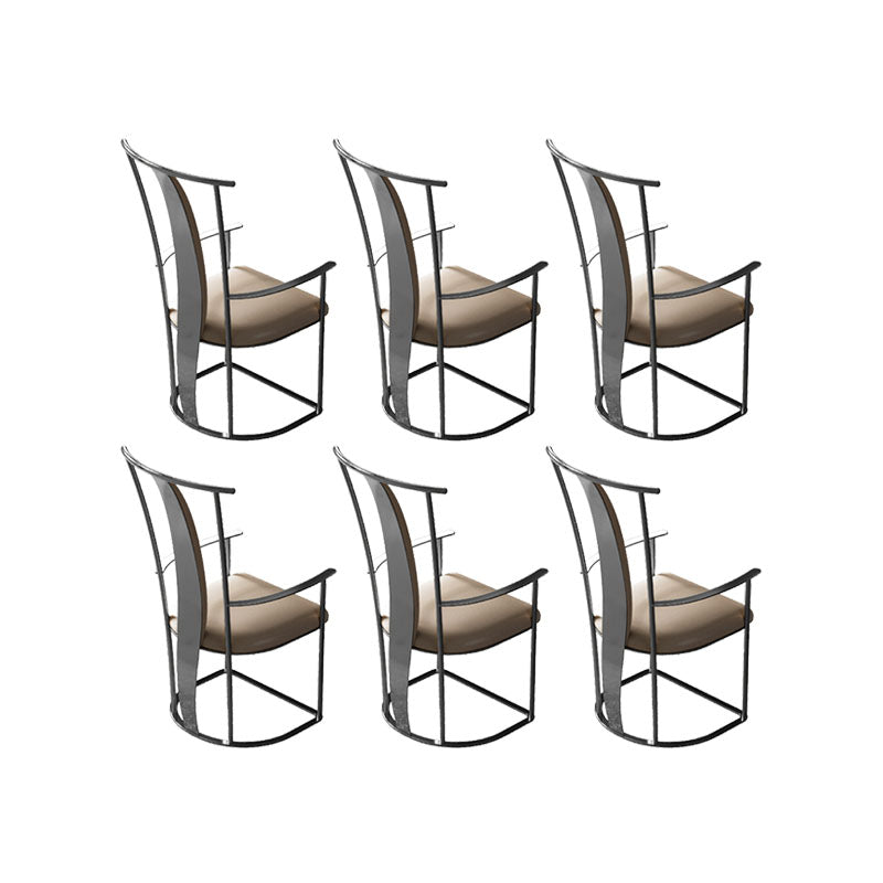 Upholstered Arm Chair Glam Style Metal Dining Chairs for Dining Room