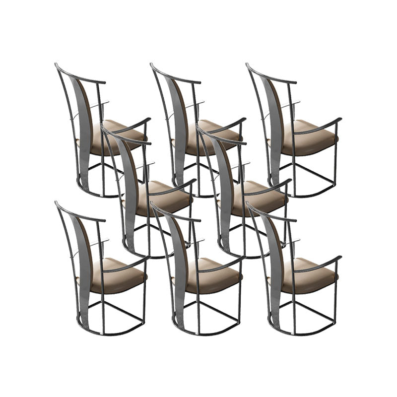 Upholstered Arm Chair Glam Style Metal Dining Chairs for Dining Room