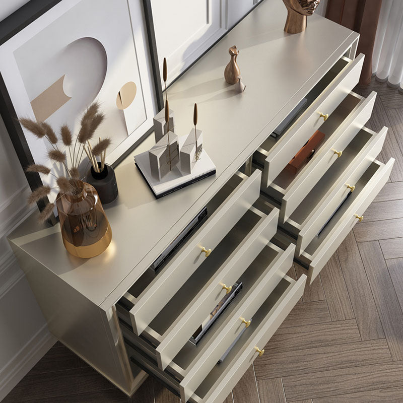 Contemporary Horizontal Double Dresser Cherry Wood Storage Dresser for Bedroom