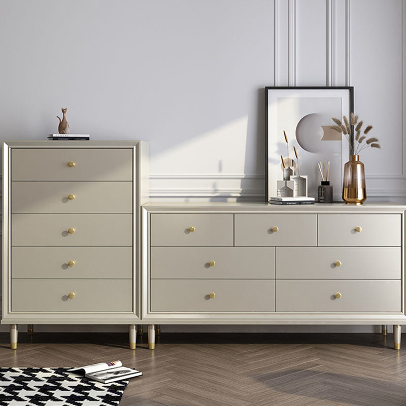 Contemporary Horizontal Double Dresser Cherry Wood Storage Dresser for Bedroom