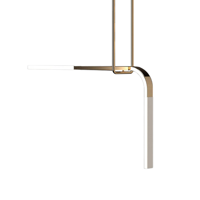 Metallic Bend Hanging Lighting Minimalistische LED -plafond hanger lamp in messing over eettafel