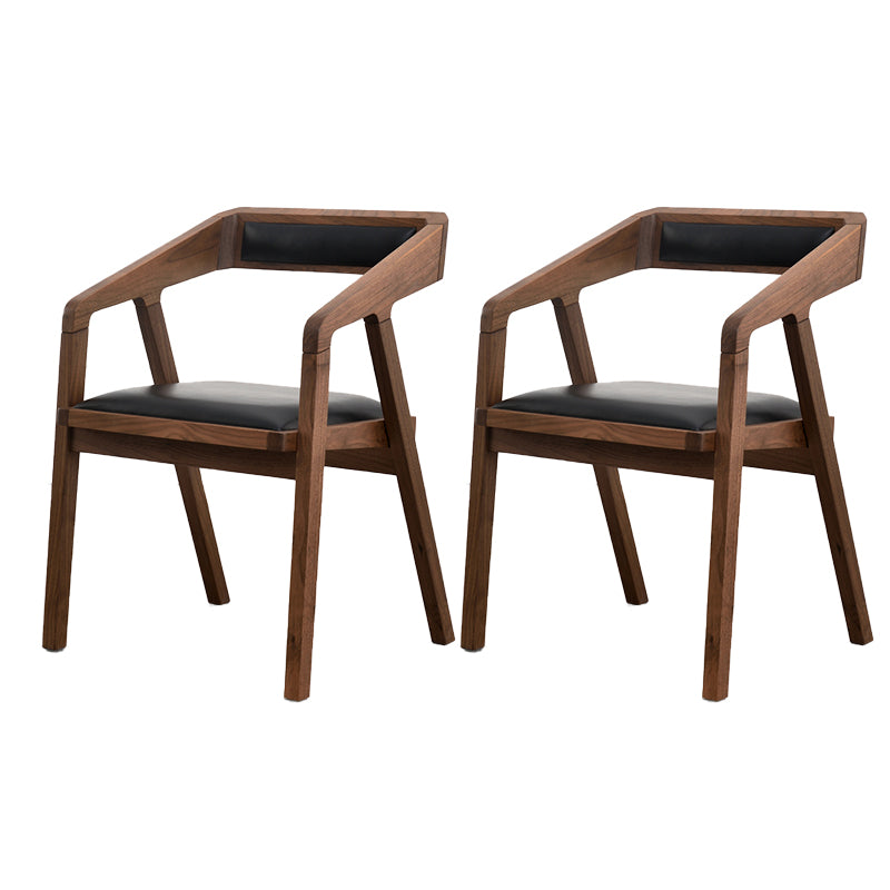Contemporary Upholstered Arm Chair Home Walnut Wood Dining Chair