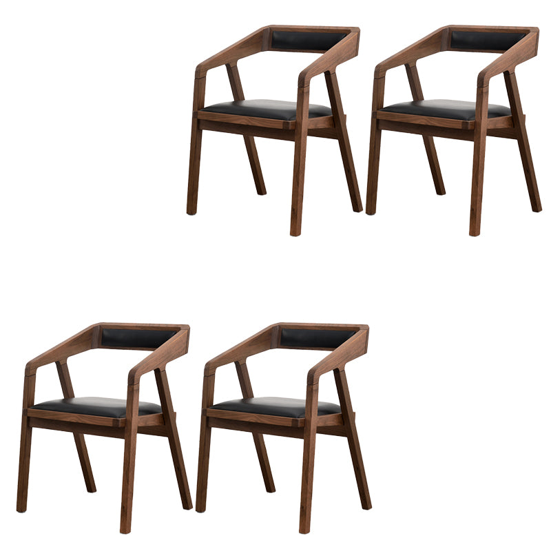 Contemporary Upholstered Arm Chair Home Walnut Wood Dining Chair