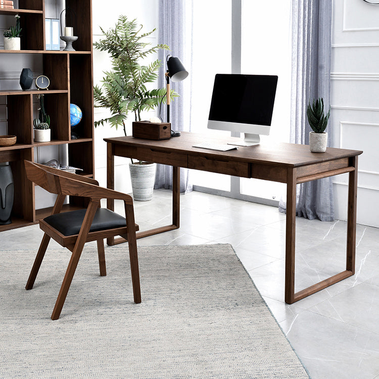 Contemporary Upholstered Arm Chair Home Walnut Wood Dining Chair