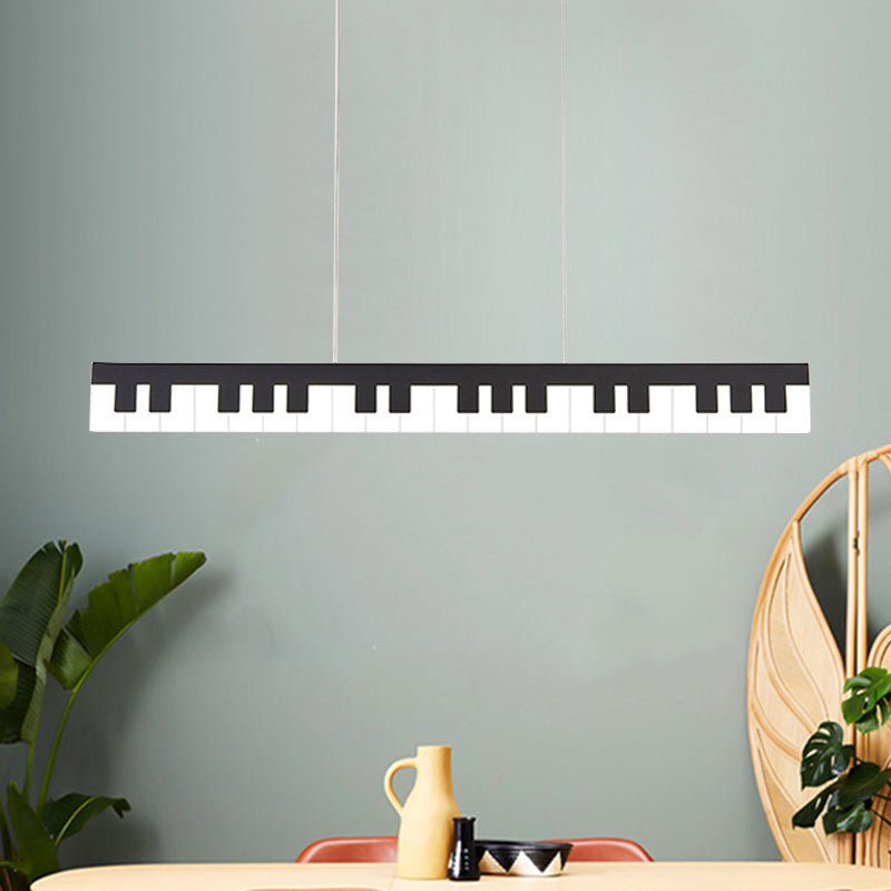 White/Black Piano Key Shape Pendant Contemporary LED Acrylic Hanging Ceiling Light in White/Warm/Natural Light