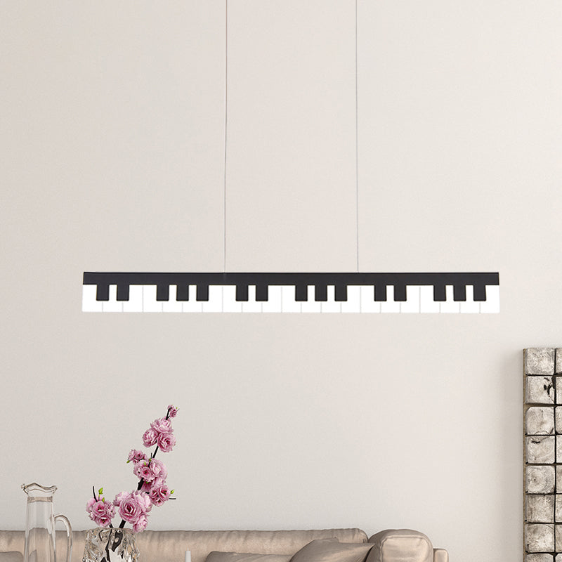 White/Black Piano Key Shape Pendant Contemporary LED Acrylic Hanging Ceiling Light in White/Warm/Natural Light