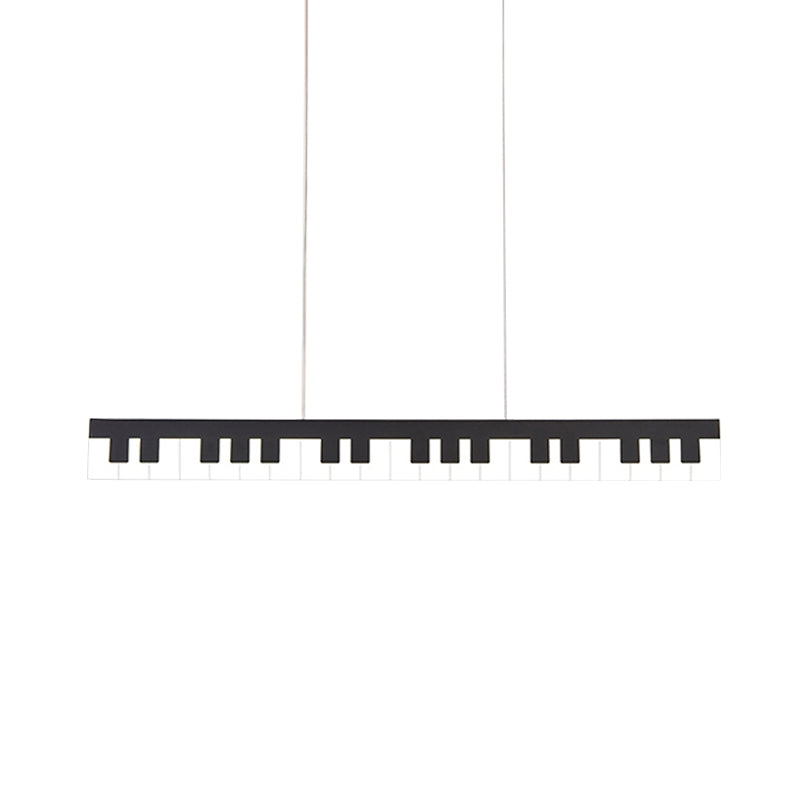 White/Black Piano Key Shape Pendant Contemporary LED Acrylic Hanging Ceiling Light in White/Warm/Natural Light