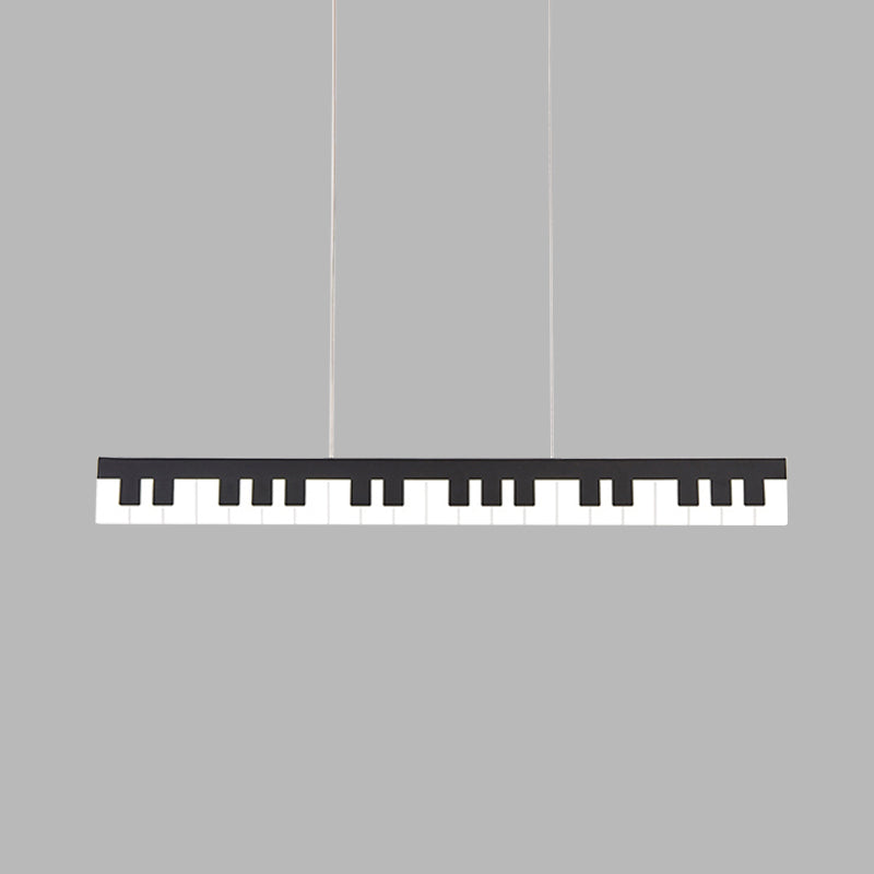 White/Black Piano Key Shape Pendant Contemporary LED Acrylic Hanging Ceiling Light in White/Warm/Natural Light