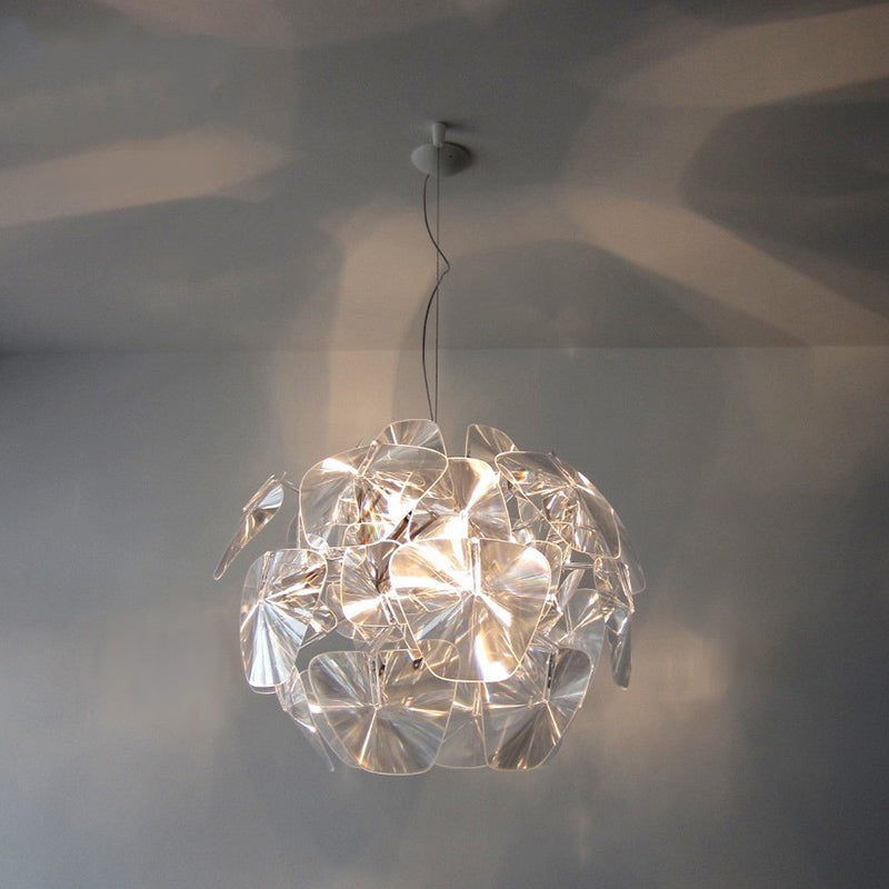 Clear Blossom Ceiling Suspension Light Modernist 1 Head Acrylic Panel Hanging Pendant
