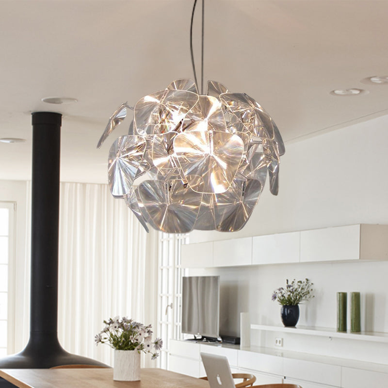 Clear Blossom Ceiling Suspension Light Modernist 1 Head Acrylic Panel Hanging Pendant