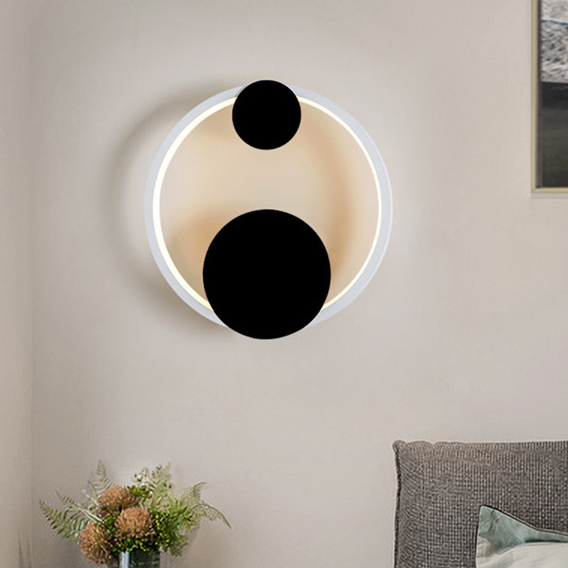 Halo Shape Acrylique Mur Mound Light Modern Black and White LED LED LED MUR LAMPE MURS EN BLANC / CHAUX LUMIÈRE POUR LE COURDIDE