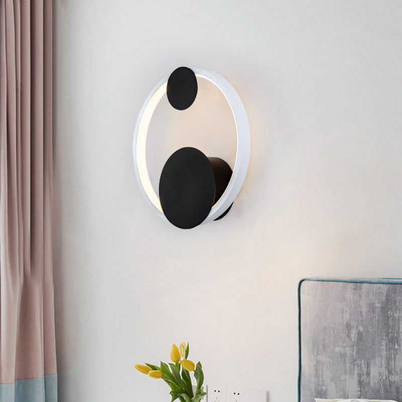 Halo Shape Acrylique Mur Mound Light Modern Black and White LED LED LED MUR LAMPE MURS EN BLANC / CHAUX LUMIÈRE POUR LE COURDIDE