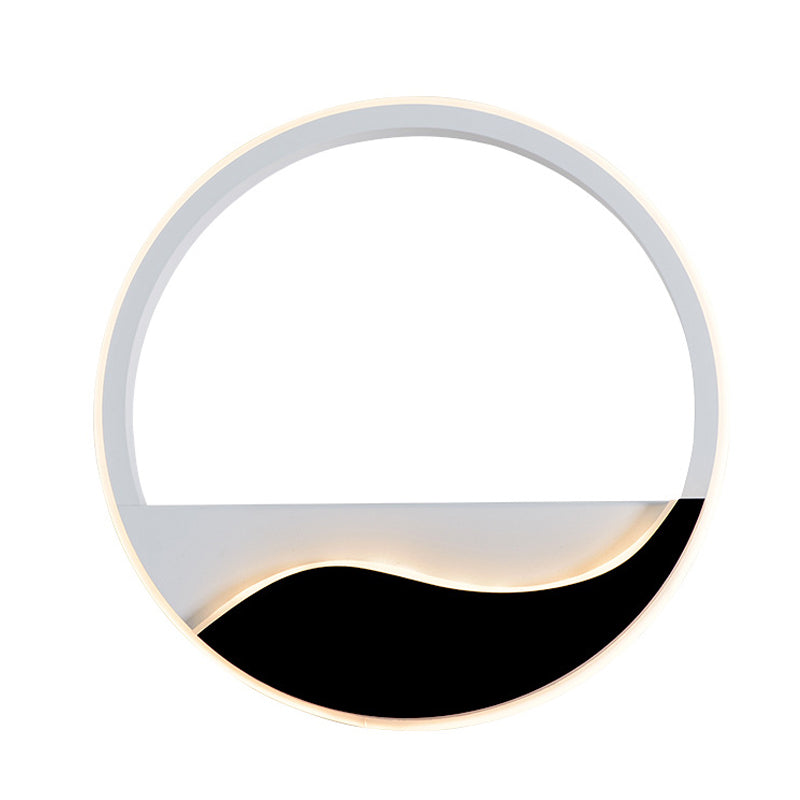 Acrylic Ring Sconce Light Fixture Minimalist White and Black LED Wall Mounted Lamp in White/Warm Light